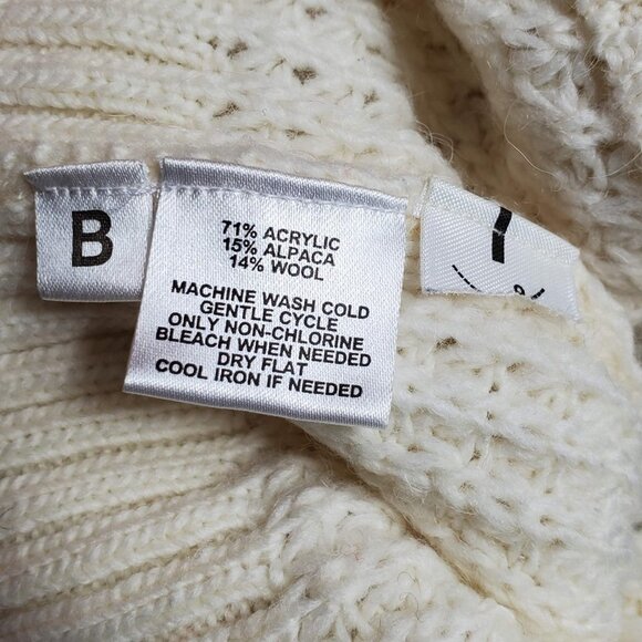 💥318 Loft Ann Taylor alpaca/wool Blend Ivory Shawl Collar Sweater - Picture 5 of 9